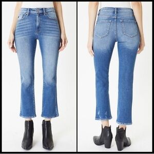 EUC KanCan Tawny High Rise Crop Kick Flare Jeans in Medium Wash